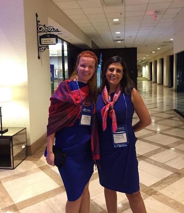 2-Nellija Titova (SSE) and Loubna Erraji (Rutgers) share lovely fashion sense-600px.jpg